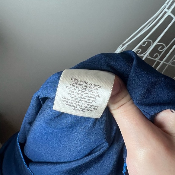 Anthropologie Maeve Eclipsed Faux Wrap Blue Paisley Motif Dress Sz 2 Asymmetric - Picture 9 of 9